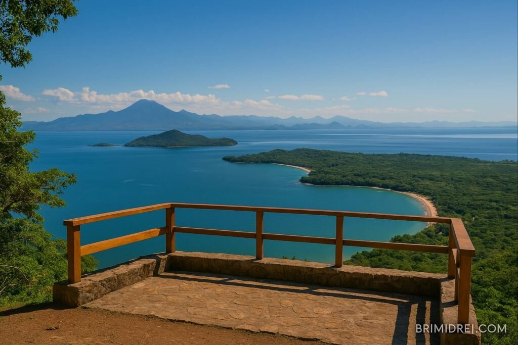 Mirador Espíritu de la Montaña overlooking the Gulf of Fonseca, offering stunning panoramic views of Amapala's landscape.