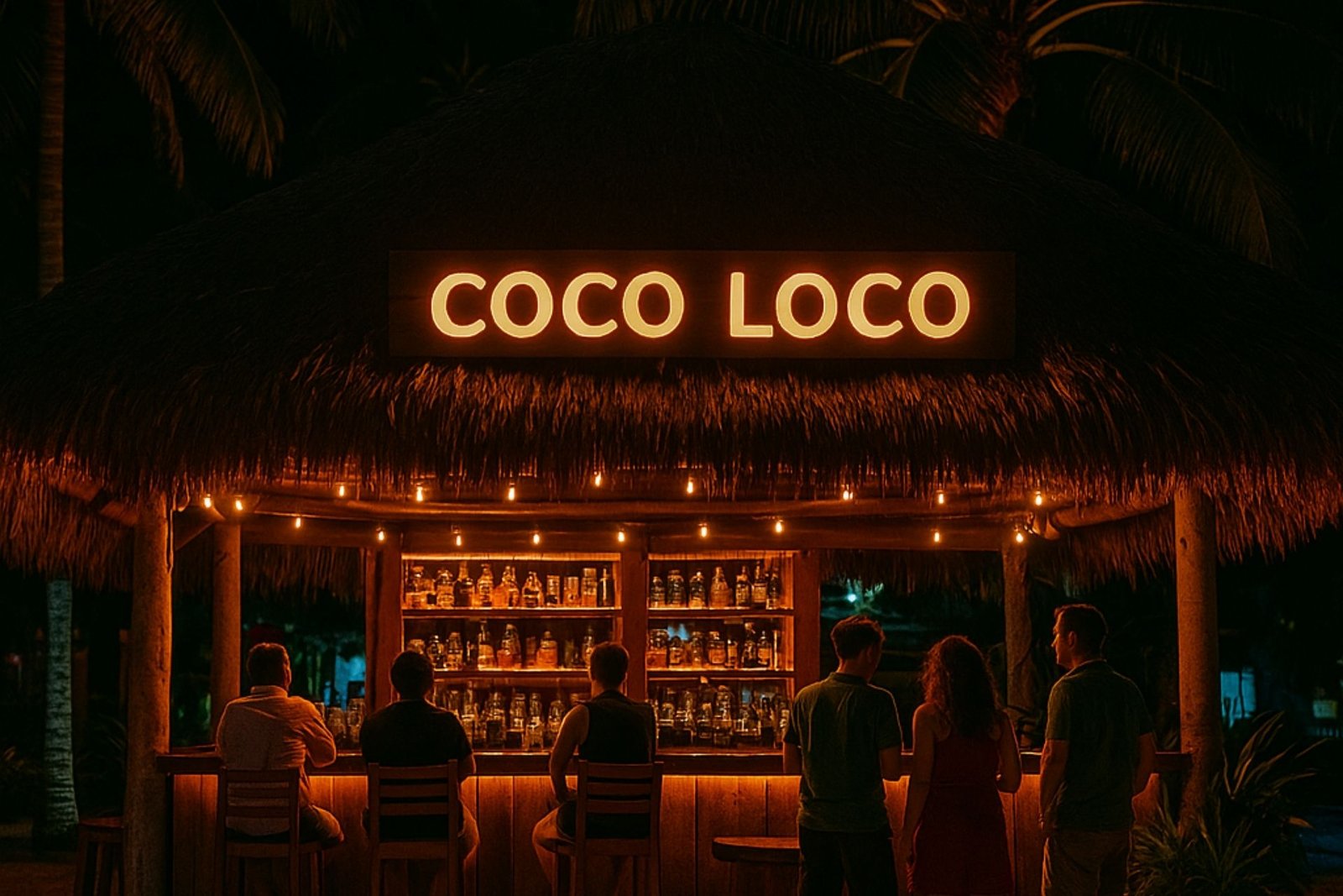 "Coco Loco Beach Bar in Trujillo offering tropical drinks and beachside views at sunset"